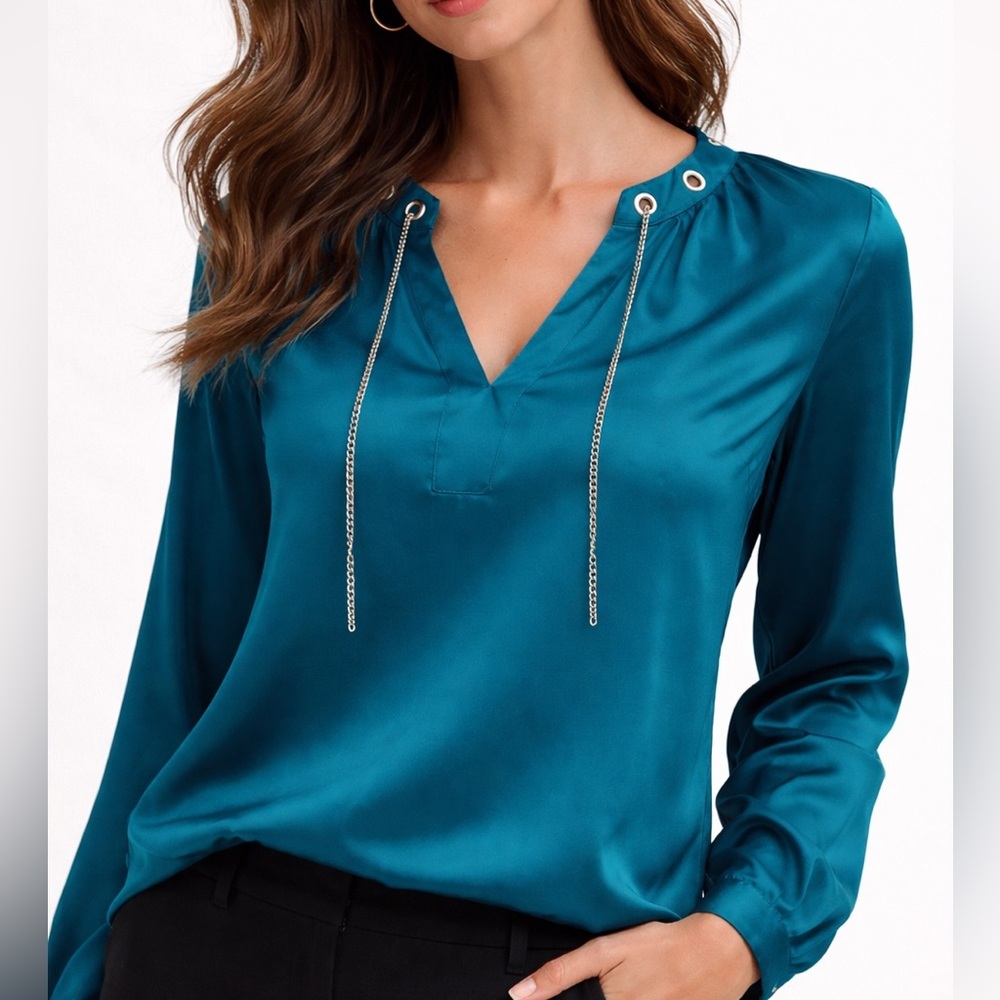 NY&C flowy chain detail chiffon long sleeve top ❤️